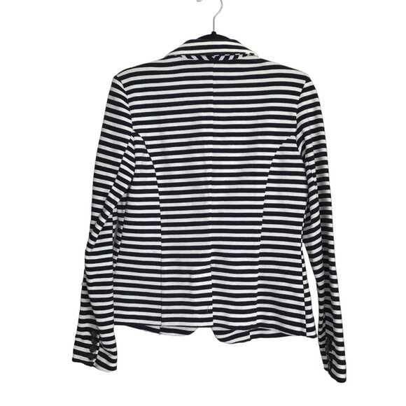 MERONA- WOMENS STRIPE WHITE/NAVY BLAZER ONE BUTTON CLOSURE SIZE MEDIUM - Picture 2 of 7